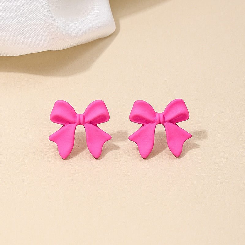 Sweet Pink Bow Earrings with Heart Detail - Vienna Verve Collection