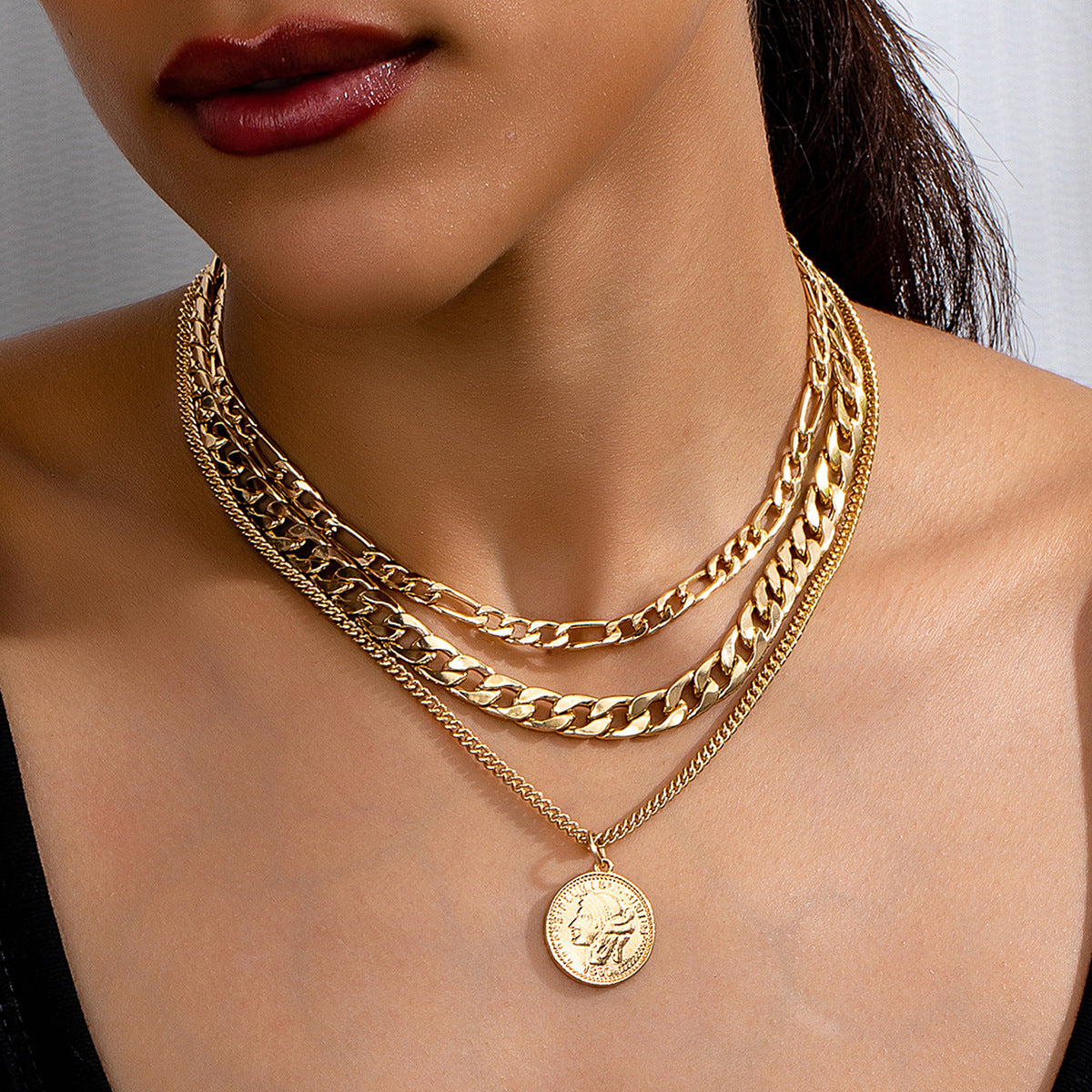 Planderful Vienna Verve Necklace Set – Multi-Layer Stacked Metal Chains