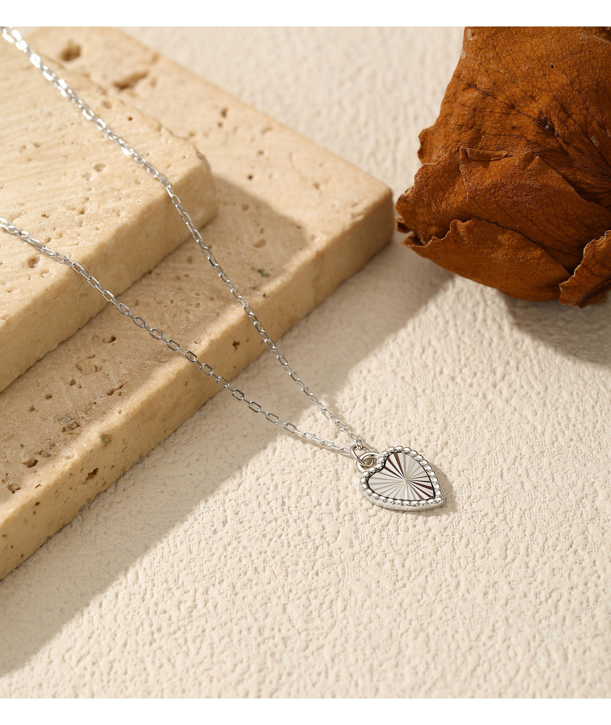 925 Sterling Silver Laser Heart Necklace