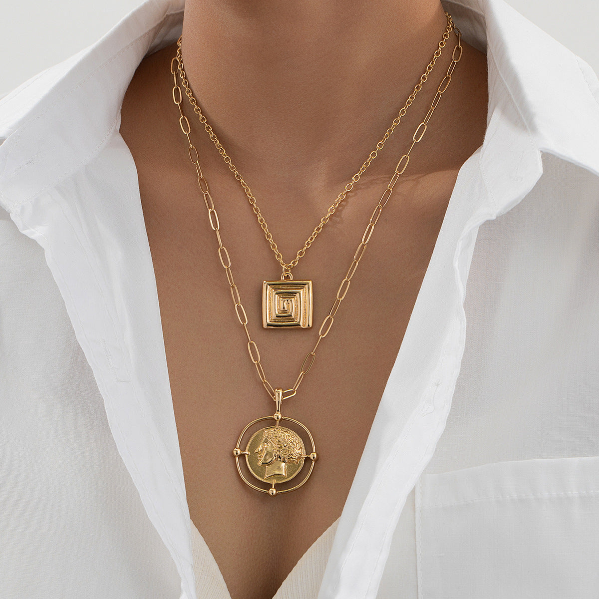 Planderful Vienna Verve Coin Pendant Necklace – Vintage Ancient Greek Goddess Design