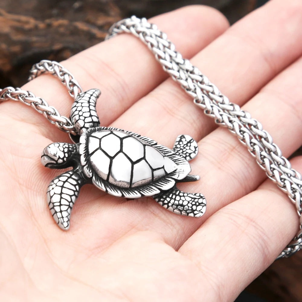 Planderful Turtle Necklace For Men Stainless Steel Longevity Pendant Trendy Accessory