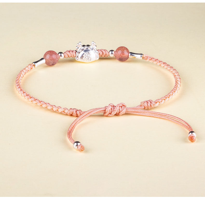Silver Dragon Baby Multicolor Woven Red Rope Bracelet - Zodiac Year Gift for Women