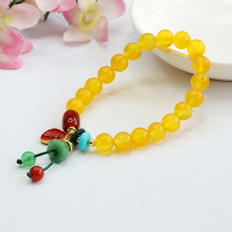 Yellow Chalcedony Tassel Bracelet by Planderful Fortune Collection