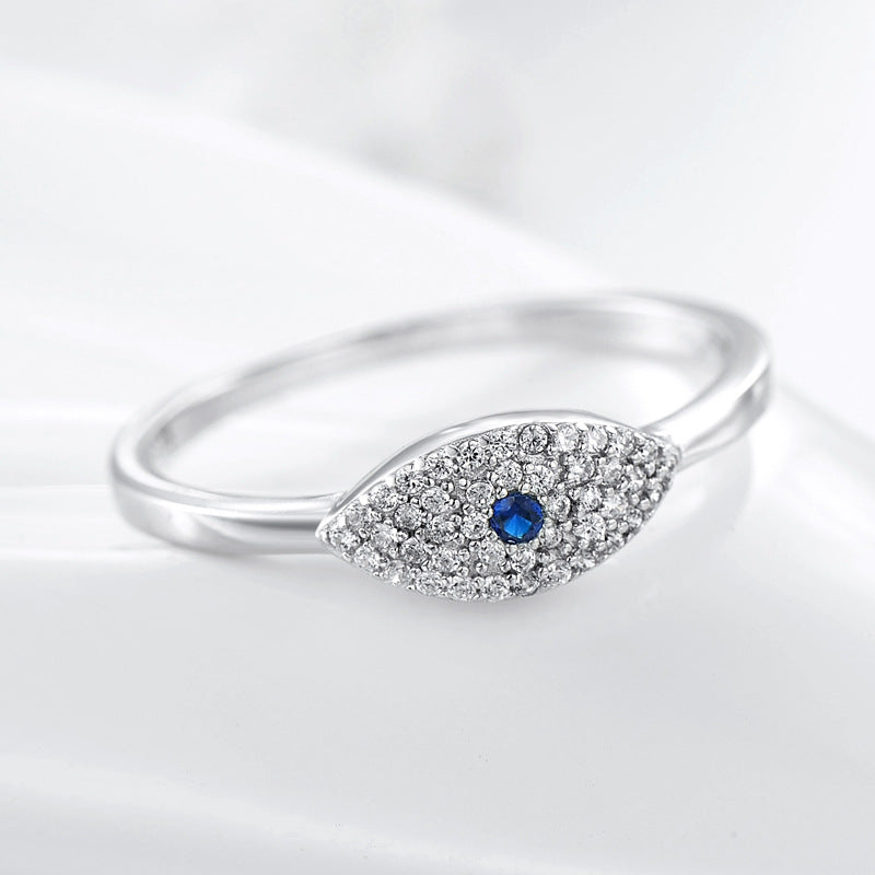 Dazzling Zircon Sterling Silver Demon Eye Ring for Fashion-Forward Women