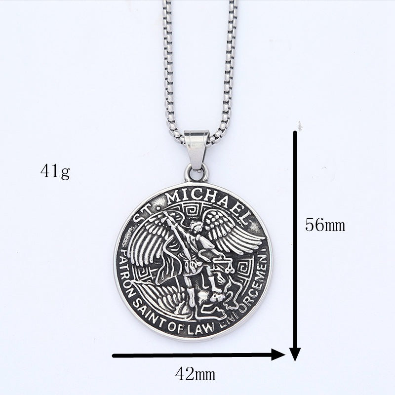 Vintage St. Michael Stainless Steel Men's Pendant Necklace
