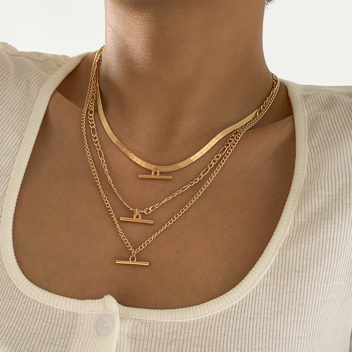Planderful Vienna Verve Snake Bone Chain Necklace For Women Punk Metal Stick Style Statement Jewelry