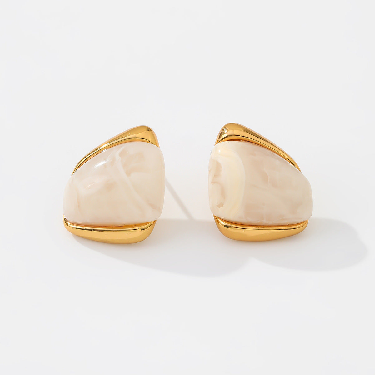 Planderful Vienna Verve Stainless Steel Stud Earrings Geometric Irregular Golden Edge Statement For Women