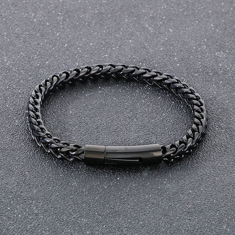 Planderful Men Stainless Steel Chain Bracelet Retro Style