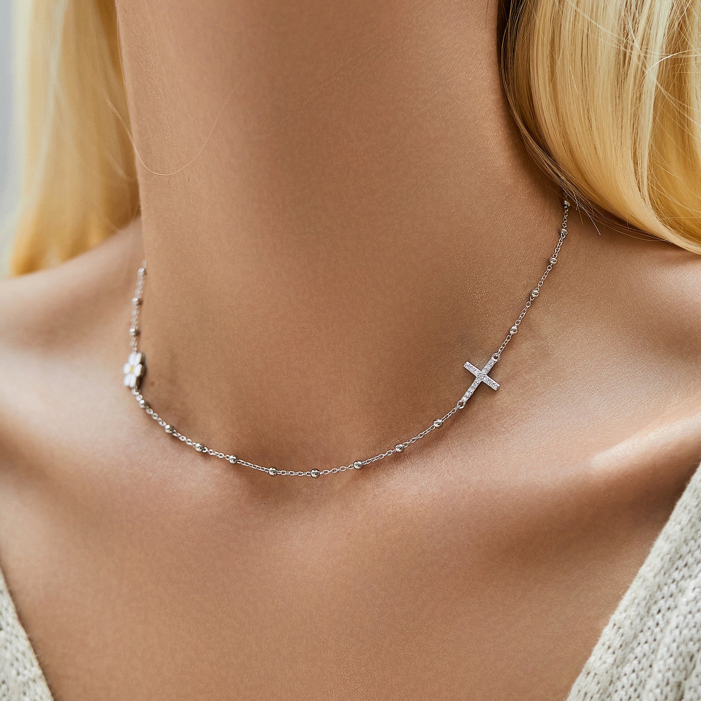 Planderful Everyday Genie Choker Necklace – Elegant Sterling Silver with Zircon Accents