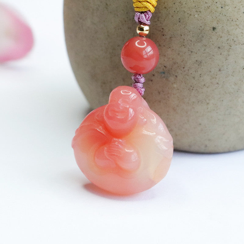 Buddha's Fortune Natural Agate Necklace With Sterling Silver