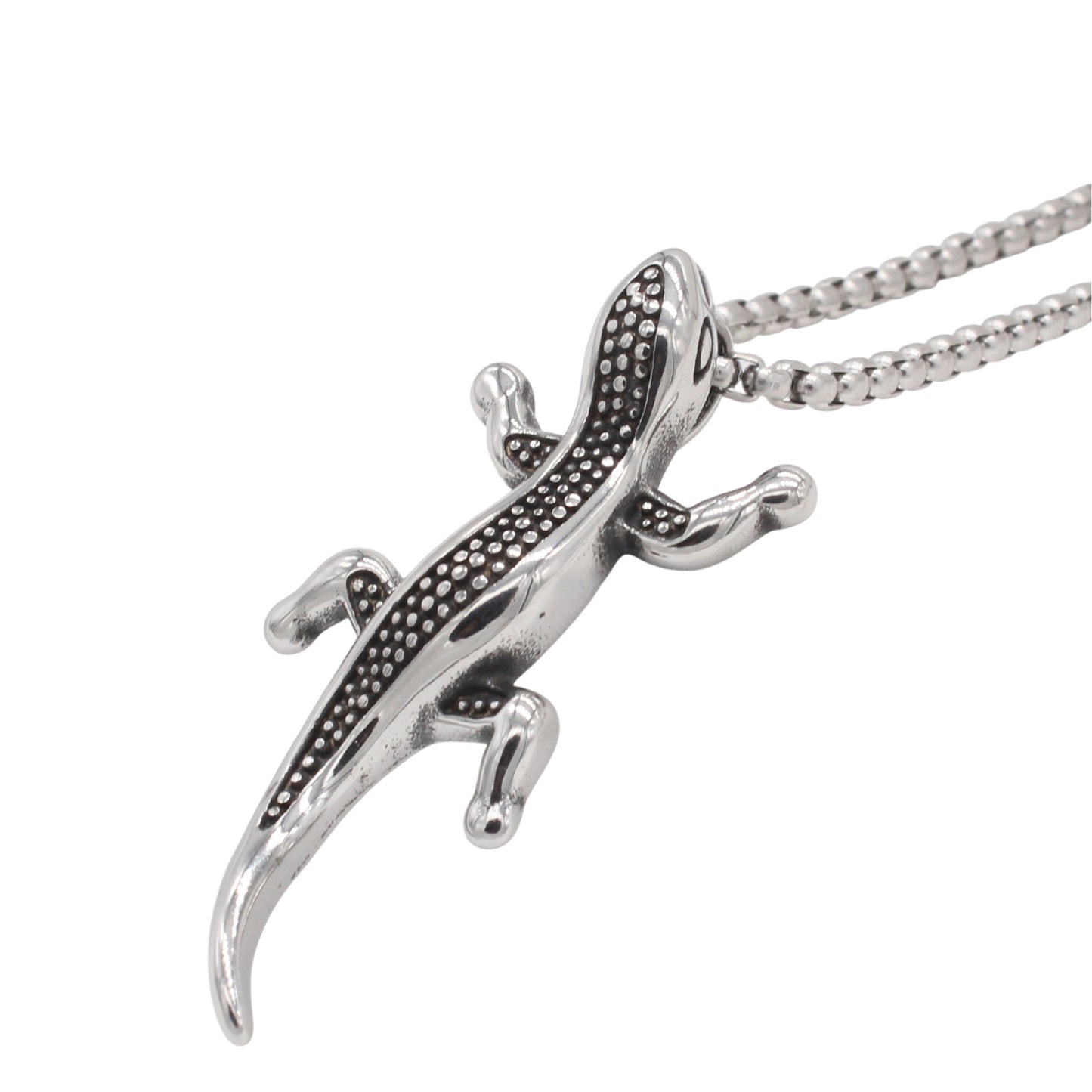 Planderful Everyday Genie – European and American Retro Lizard Men's Titanium Steel Pendant Necklace for Men