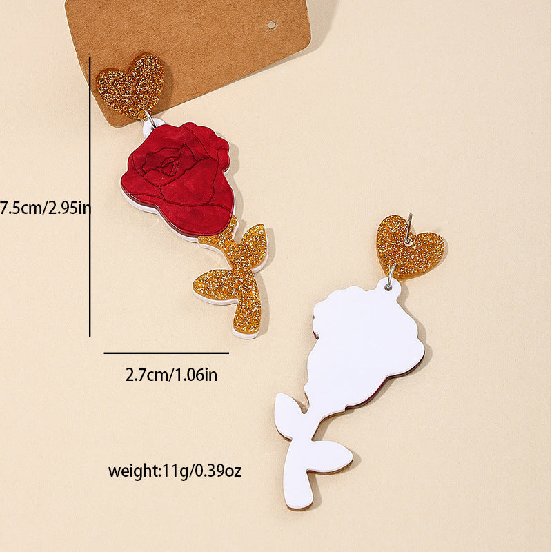 Exaggerated Rose Heart Earrings - Vienna Verve Collection
