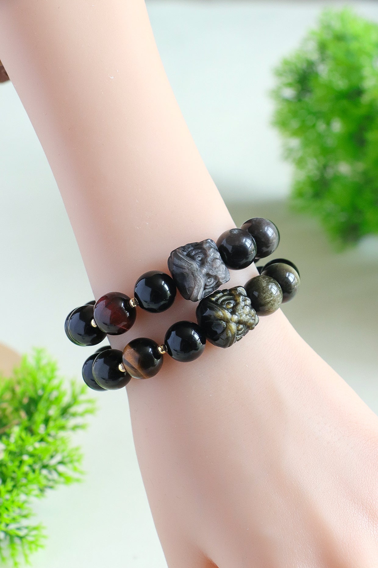Planderful Fortune's Favor Bracelet – Unique Obsidian and Tiger Eye Design