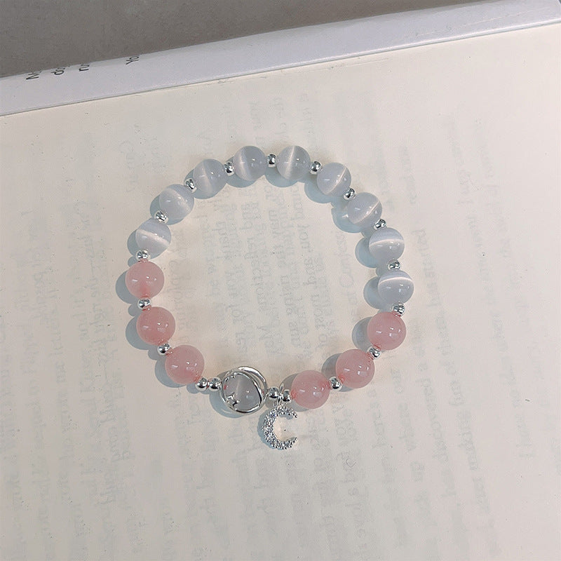 Pink Opal Bracelet with Sterling Silver Beads