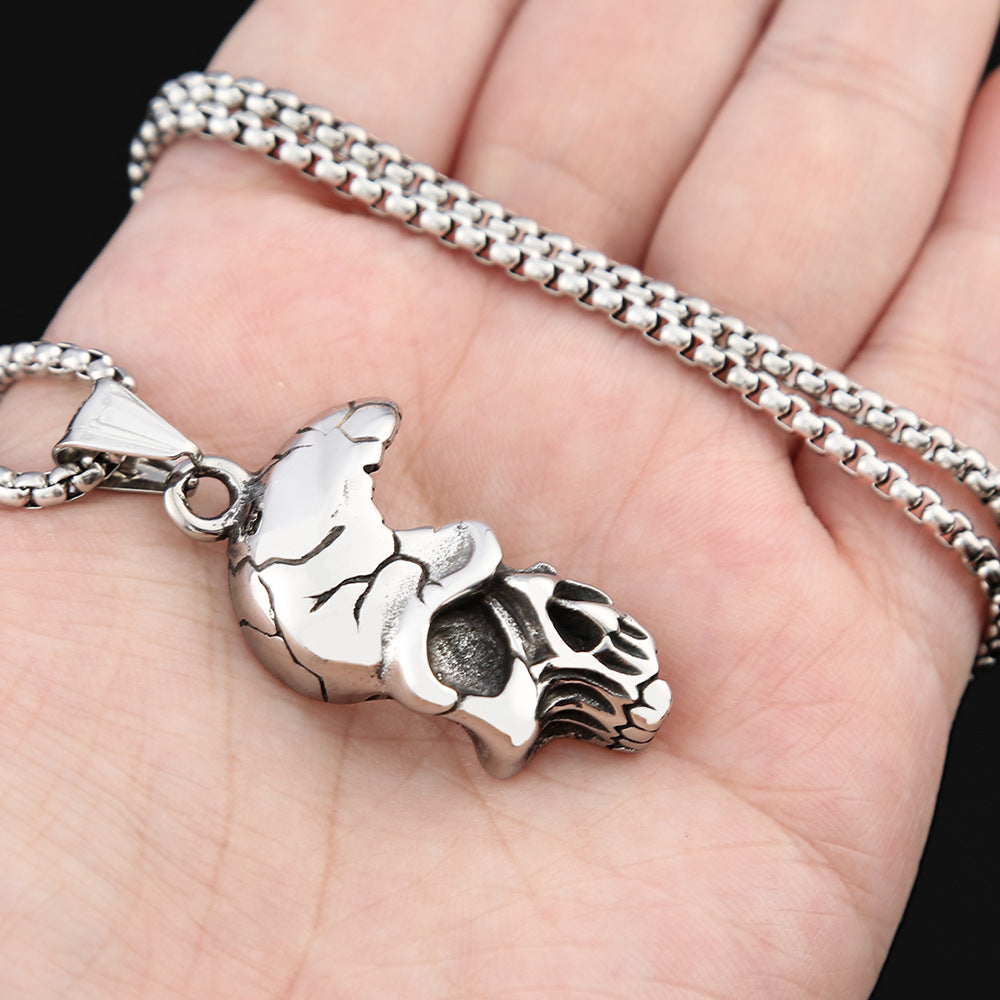 Foreign Trade New Retro Skull Titanium Steel Necklace for Men