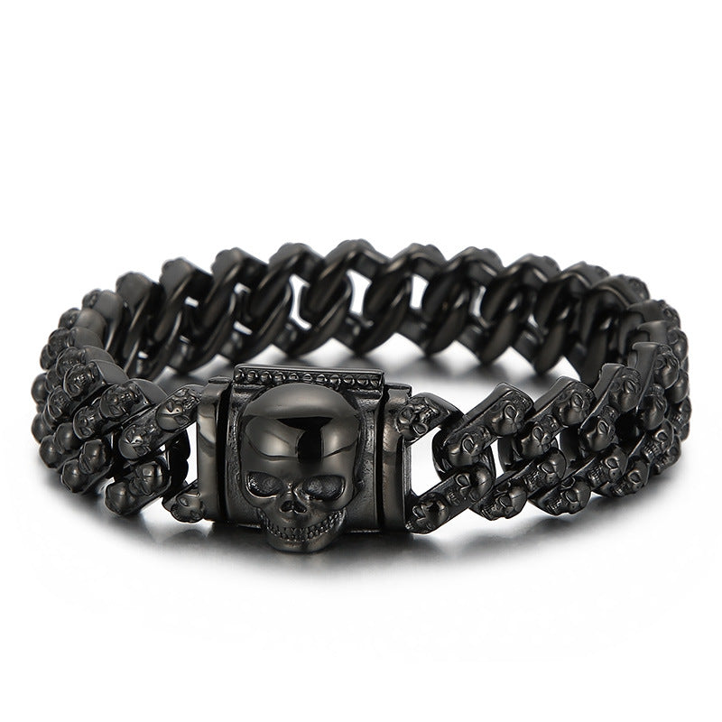 Vibrant Retro Skull Titanium Steel Men's Bracelet for Bold Style