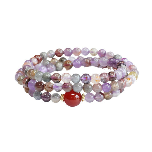 Agate Multi Circle Bracelet and Necklace Set with Natural Crystal