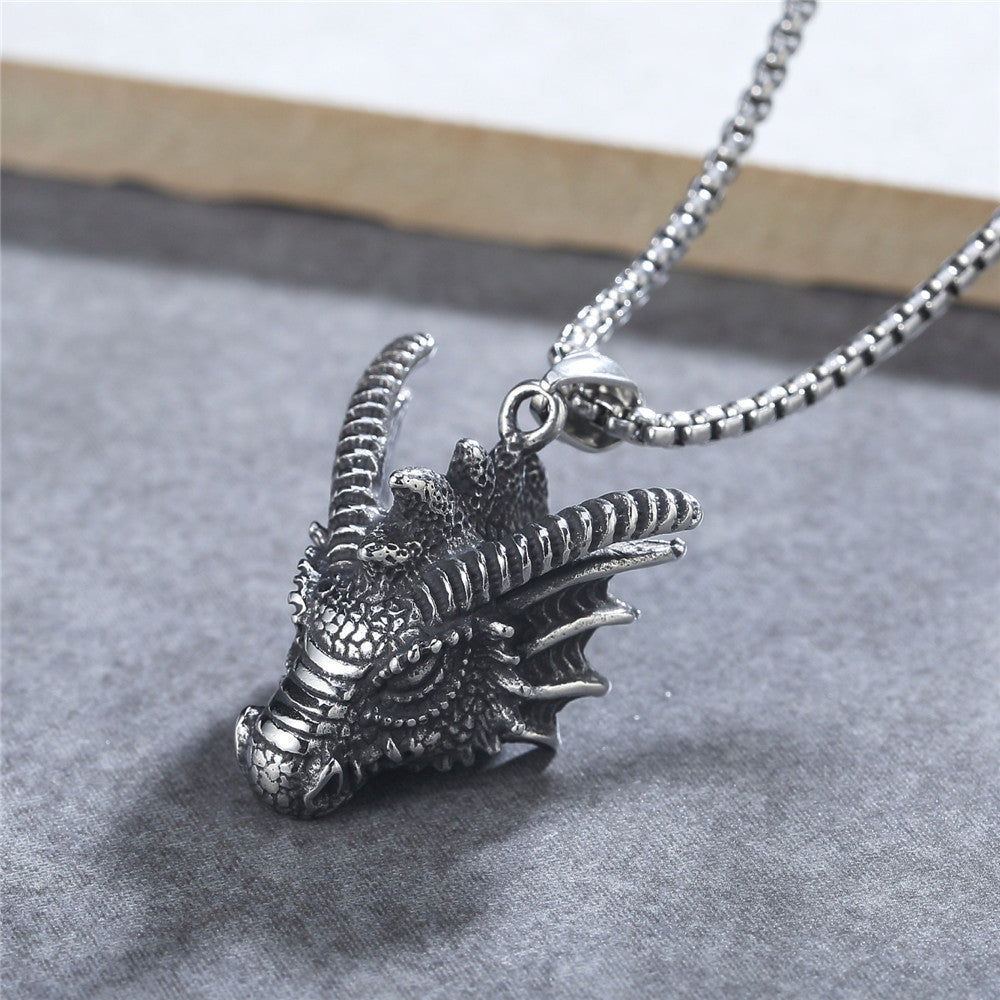 Planderful Dragon Head Pendant Steel For Men Unisex Personalized Protection Statement Jewelry