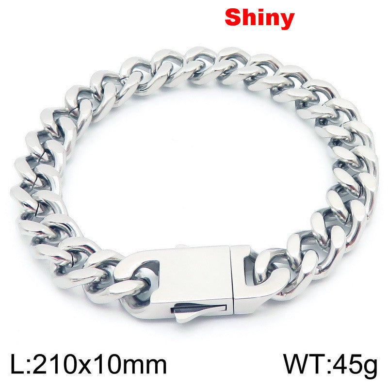 Titanium Steel Cuban Chain Men's Bracelet Polished Four-Sided Grinding Hand Available