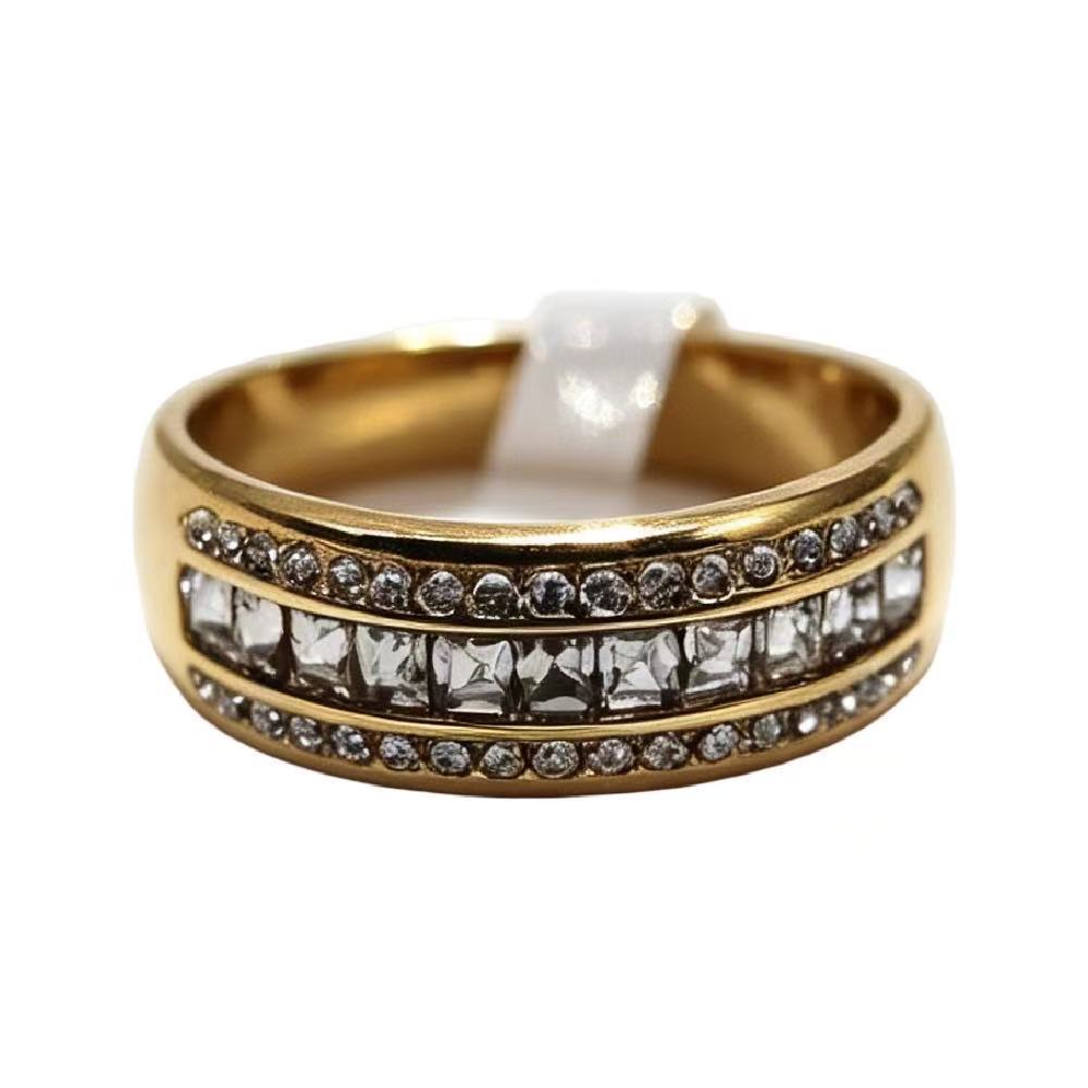 Zircon Row Titanium Steel Ring