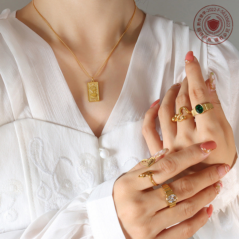 Royal Portrait Double-Sided Necklace - Fashionable Titanium Steel Jewelry