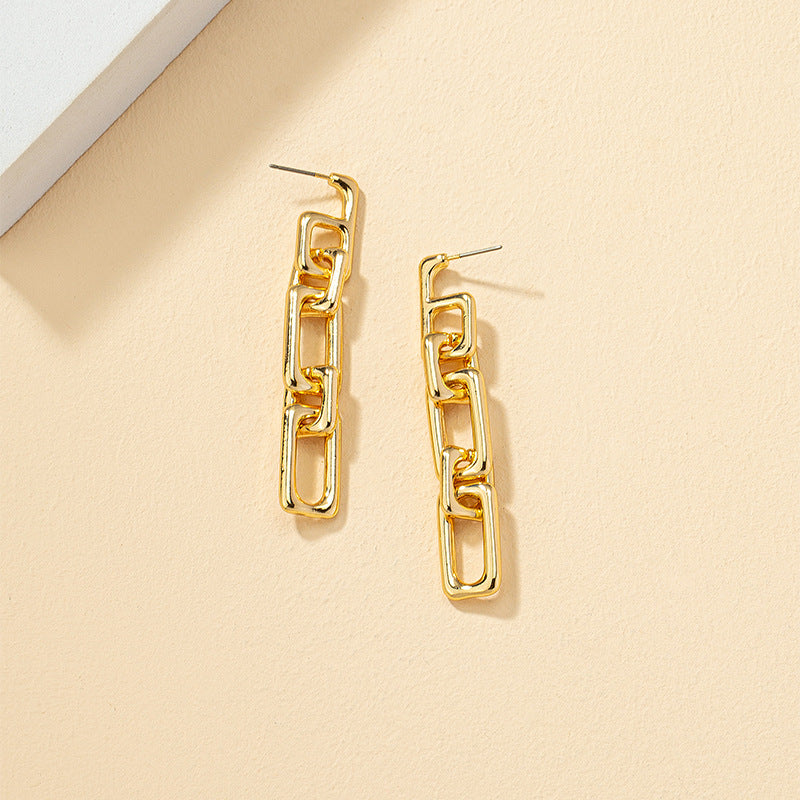 Chain Drop Earrings in Retro Autumn Style with Niche Design