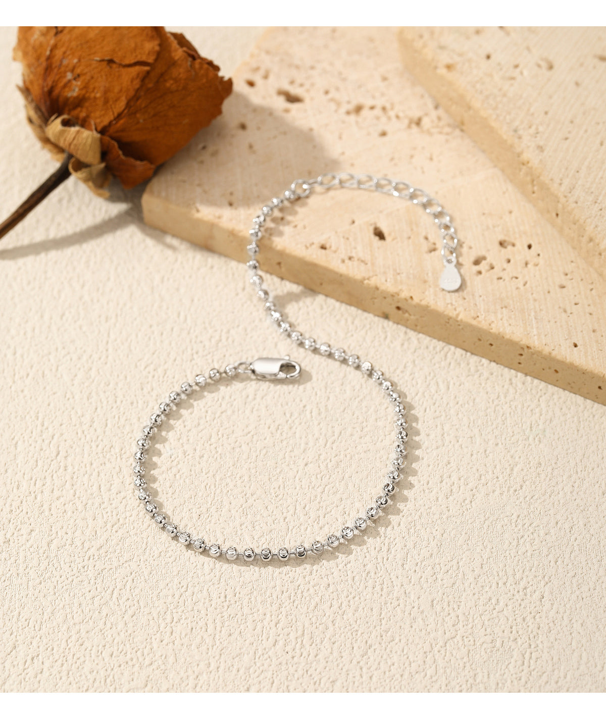 925 Sterling Silver Moon Beaded Bracelet