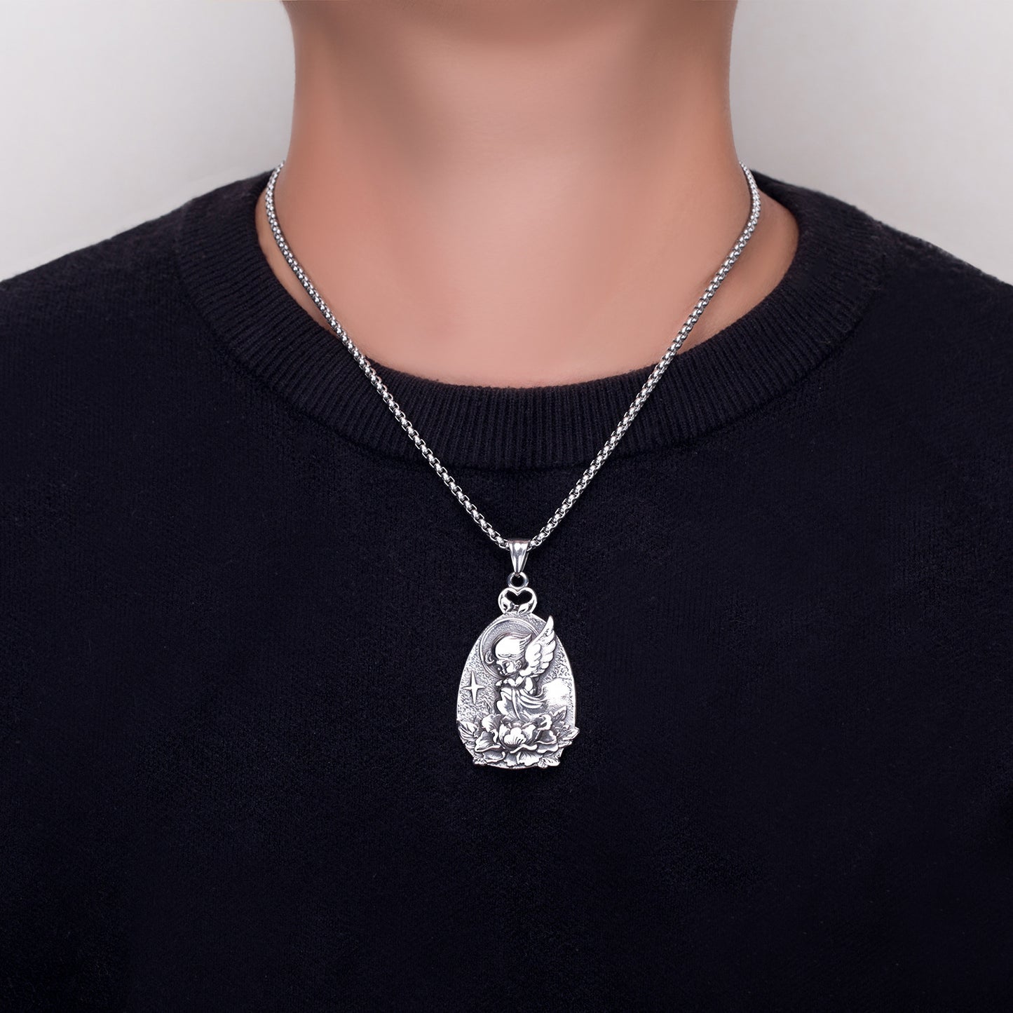 Steel Necklace - Luxury Angel Pendant For Men Planderful