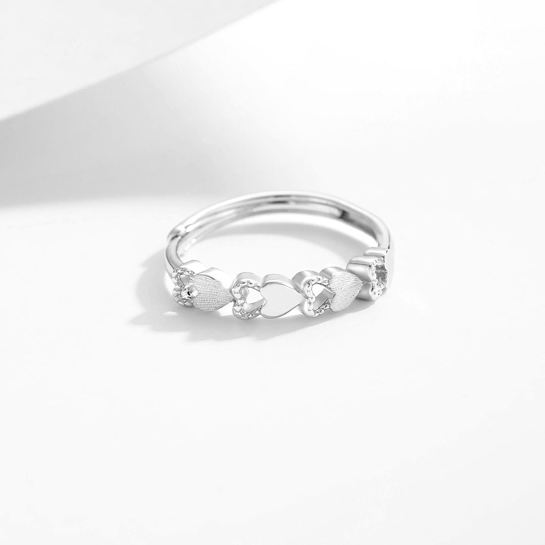 Planderful S925 Sterling Silver Love Ring For Women Adjustable Open Design Minimalist Chic