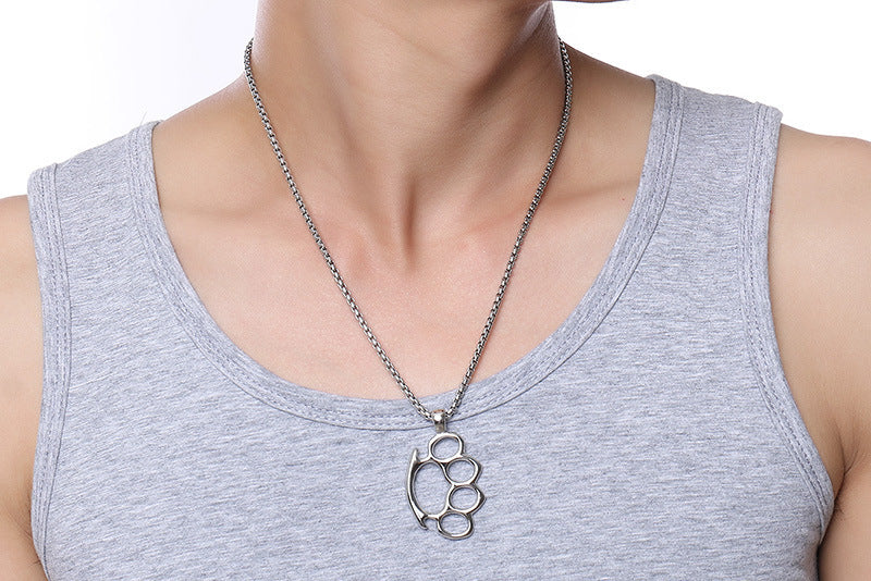 Cross-Border E-Commerce Jewelry Simple Men's Pendant Steel Color Animal Footprint Pendant