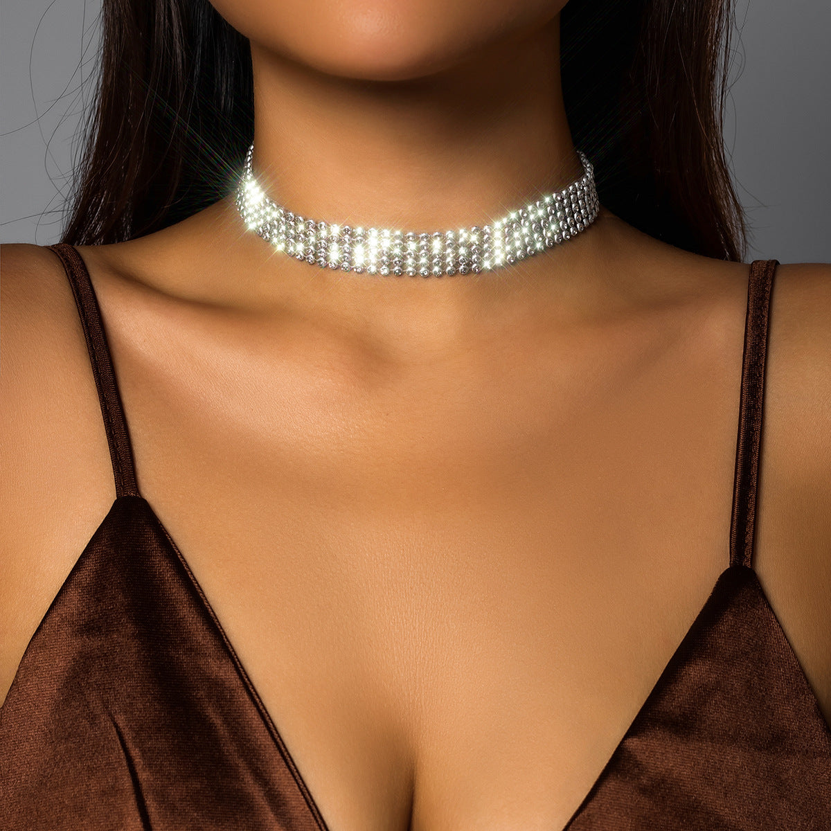 Dazzling Diamond Statement Necklace with Wide Face.