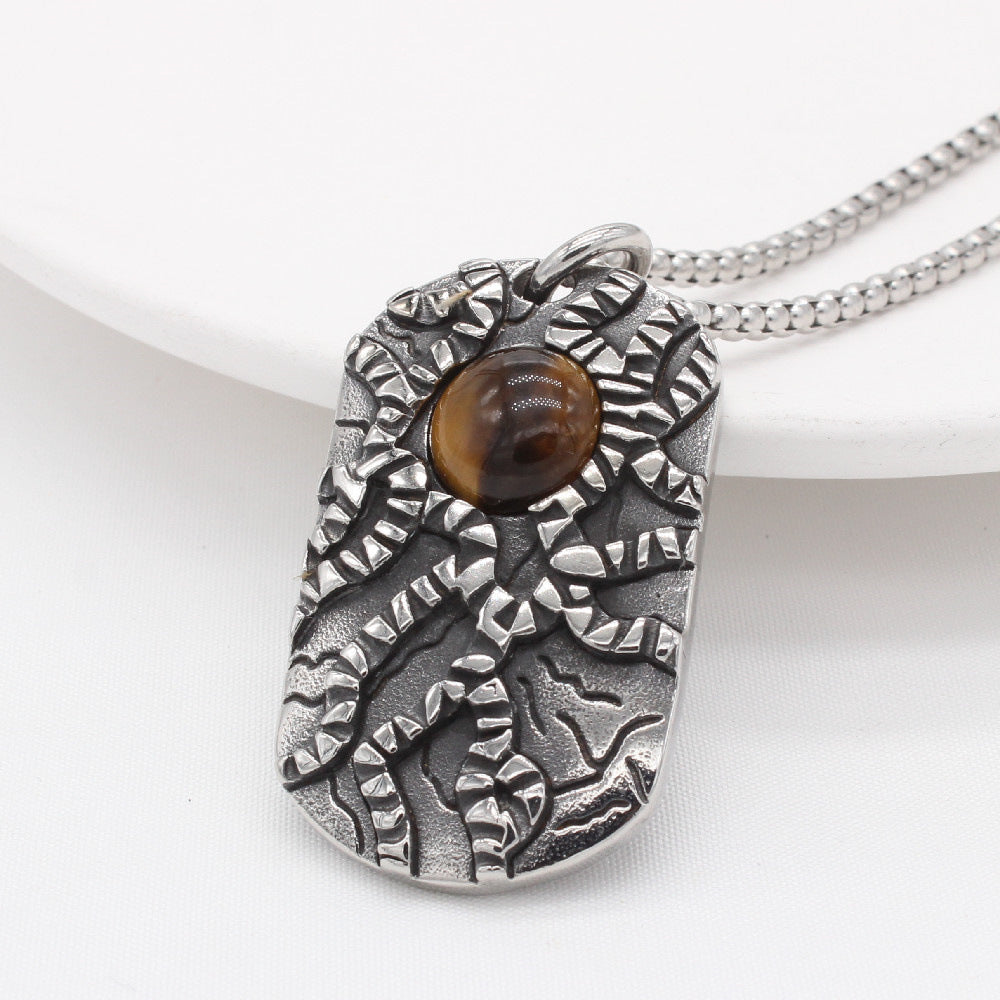 Devils Eye Pendant Titanium Steel Necklace Retro Classic For Men And Unisex Protection Planderful Everyday Genie
