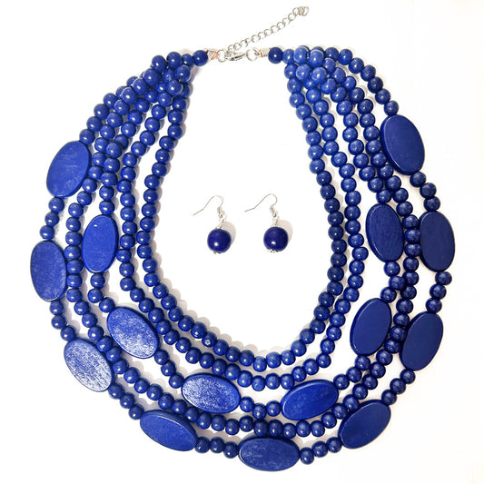 National Style Wood Bead Boho Tassel Necklace - Cross-border Jewelry Statement Piece