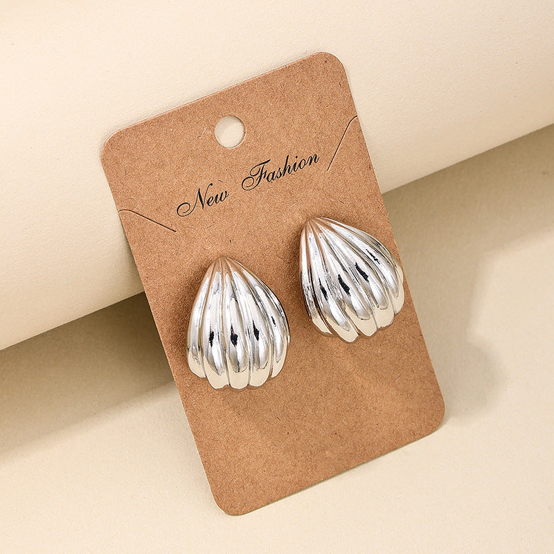 Amazon Fashion Statement Metal Hoop Earrings - Shell Design