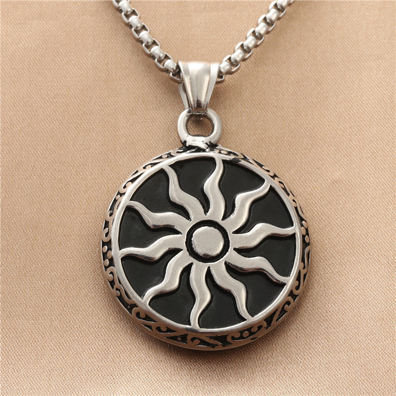 Titanium Steel Sun Flame Pendant Personalized Punk Necklace