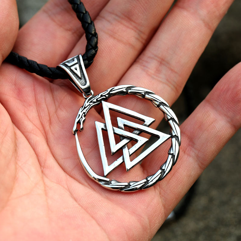 Nordic-Inspired Titanium Steel Viking Pendant for Men - Retro Ouroboros Design