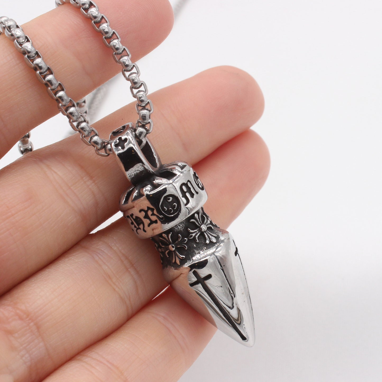 Titanium Steel Pendant Cross Bullet For Men And Women Retro Style Necklace Planderful