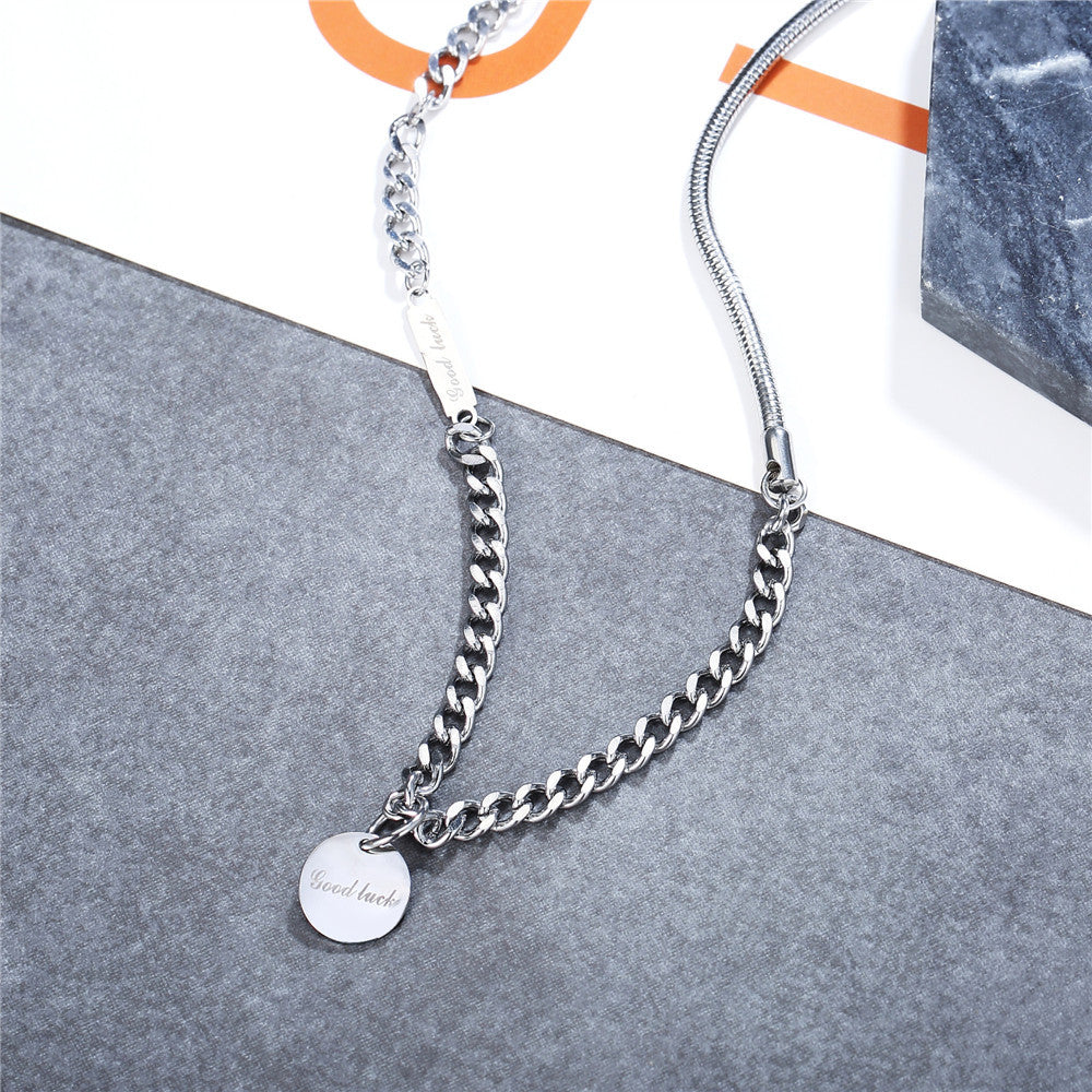 Planderful Titanium Steel Necklace Personalized Unisex Short Clavicle Chain With Protection Statement