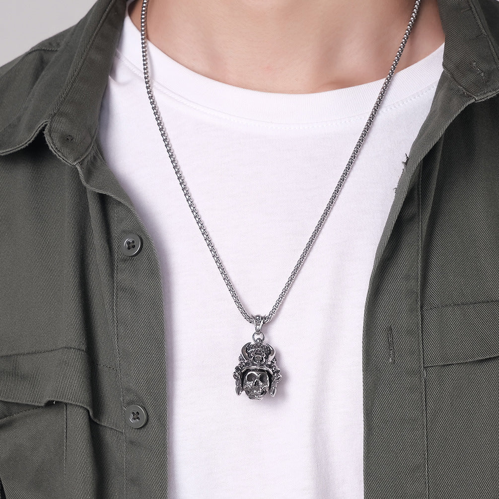 Japanese Ghost Warrior Stainless Steel Pendant Necklace for Men