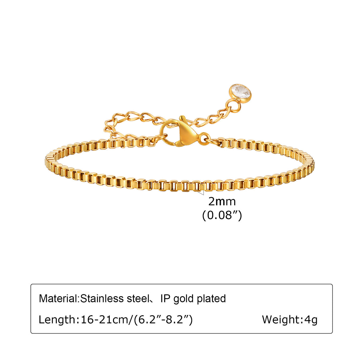 Bracelet Chain Stainless Steel Box Chain Women