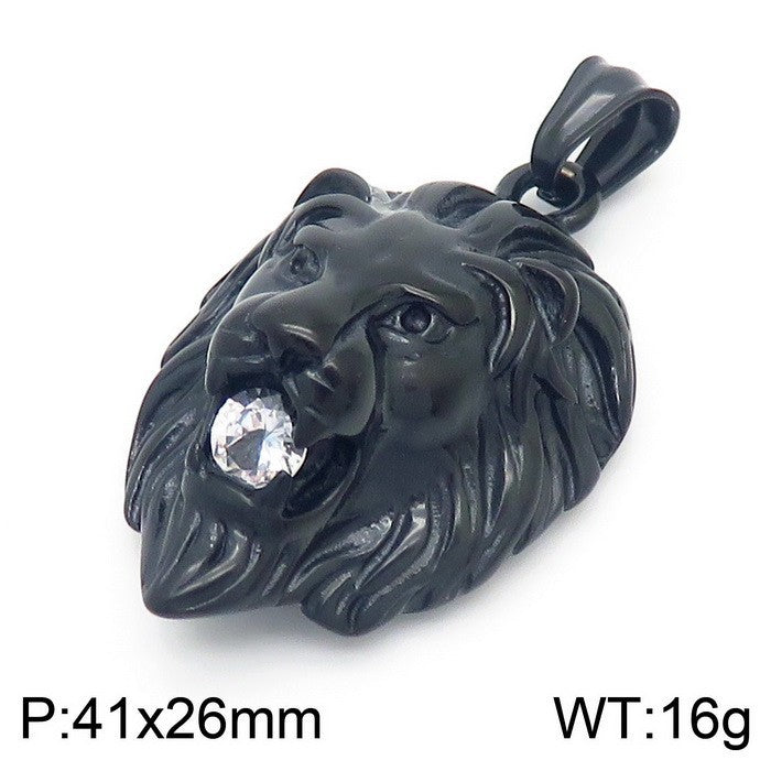 Titanium Steel Lion Head Pendant for Men, Stylish Jewelry Gift for Him