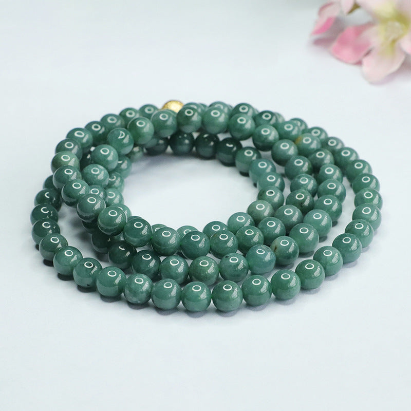 Natural Jade Necklace Blue Green Beads Sweater Chain Jade Beads