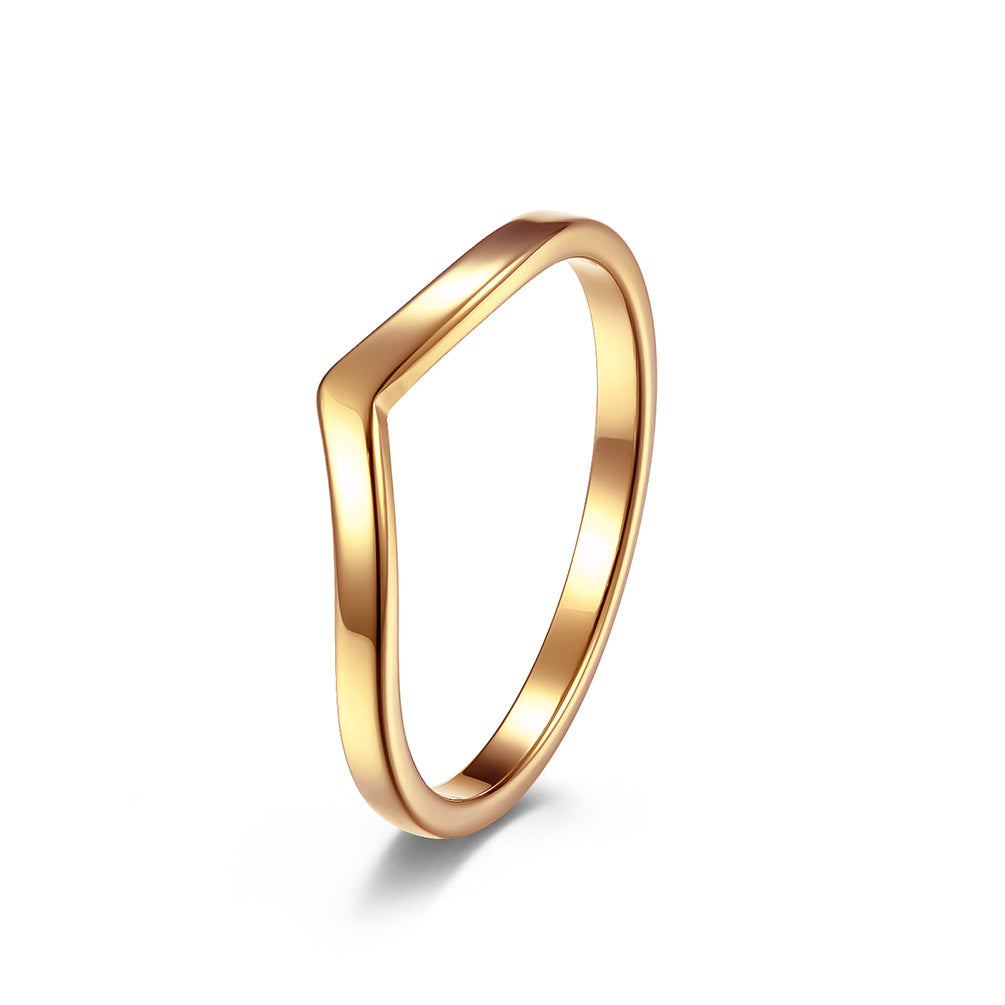 Planderful Titanium Steel Ring For Women Minimalist Plain Band With Geometric Heart Accent Glossy Finish