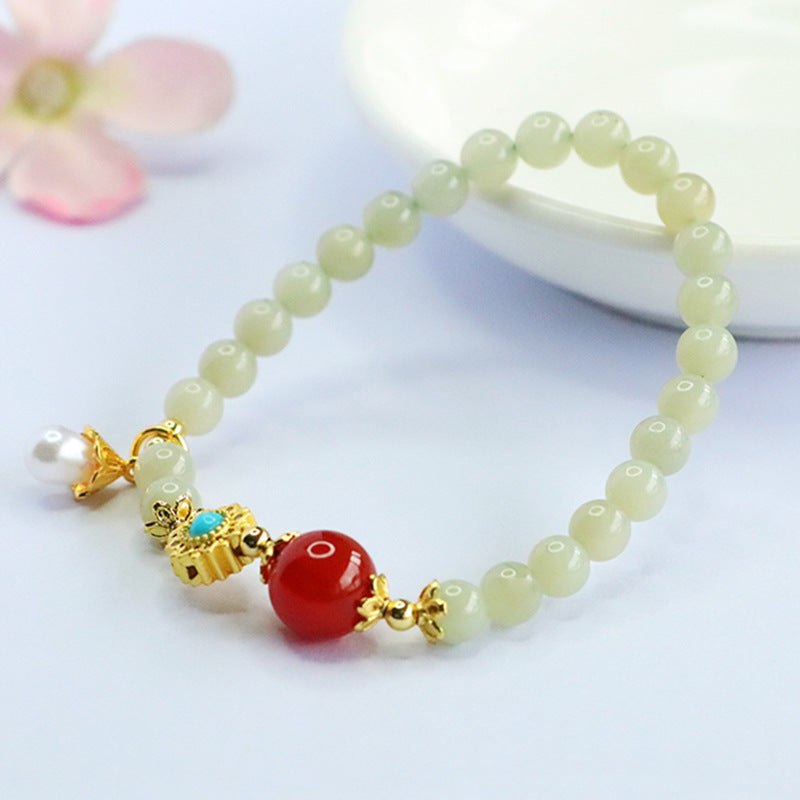 Hetian Jade & Red Agate Fortune Bracelet