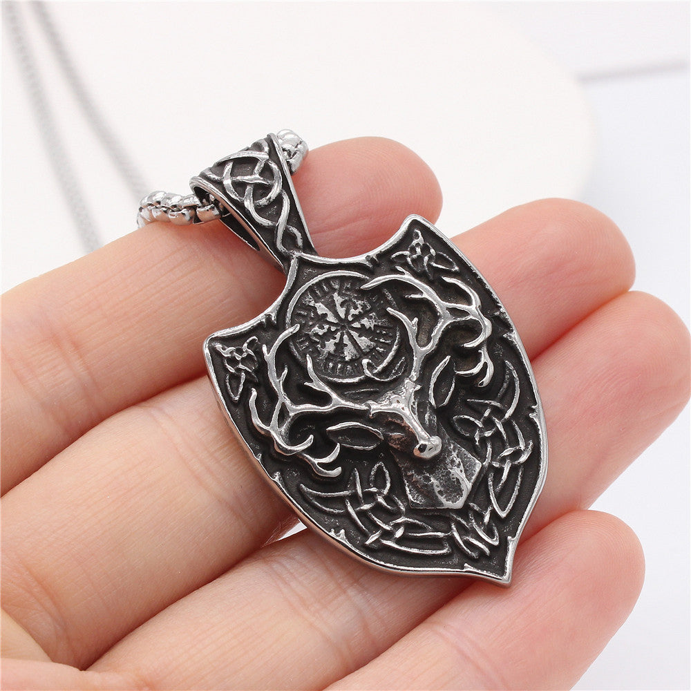 Elk Pendant Titanium Steel For Unisex Style Bold Retro Statement Planderful Everyday Genie
