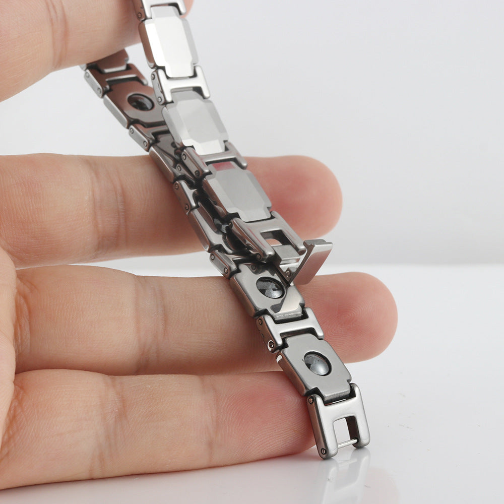 Customizable Punk-Inspired Tungsten Steel Bracelet for All - Unisex European and American Jewelry