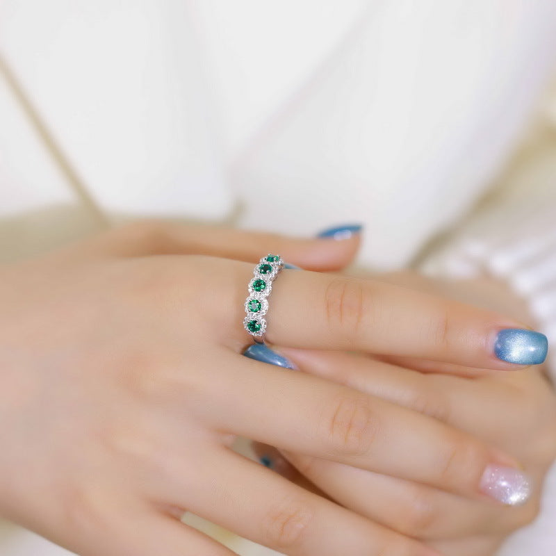 Planderful Jewelry Green Zircon Engagement Ring In Sterling Silver European American Style