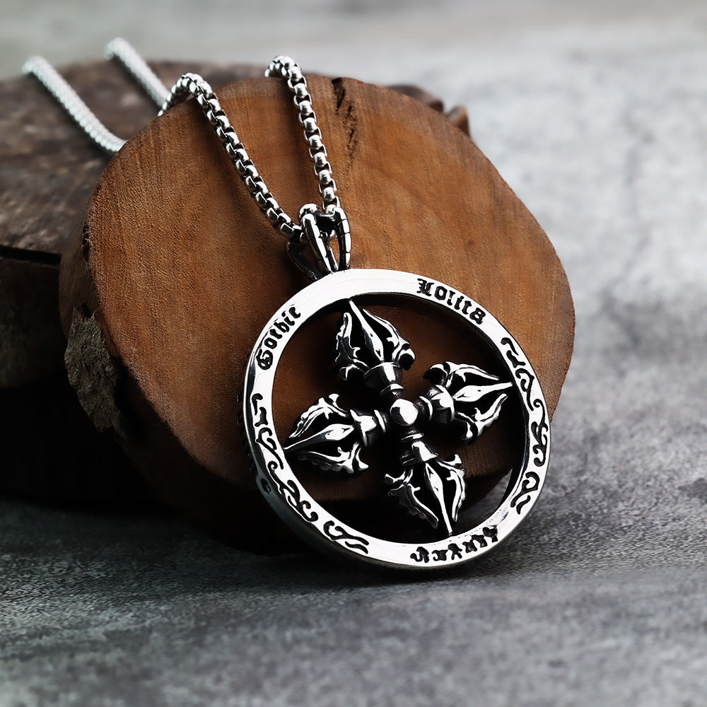 Round Geometric Stainless Steel Men's Pendant Necklace