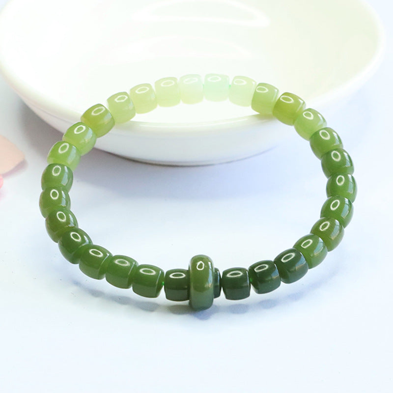 Hetian Jade Gradient Straight-Cut Slider Bracelet