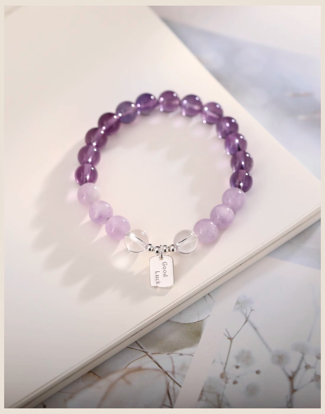 Good Luck Amethyst Bracelet for Women - Sterling Silver Fantasy Lavender Gem Bracelet
